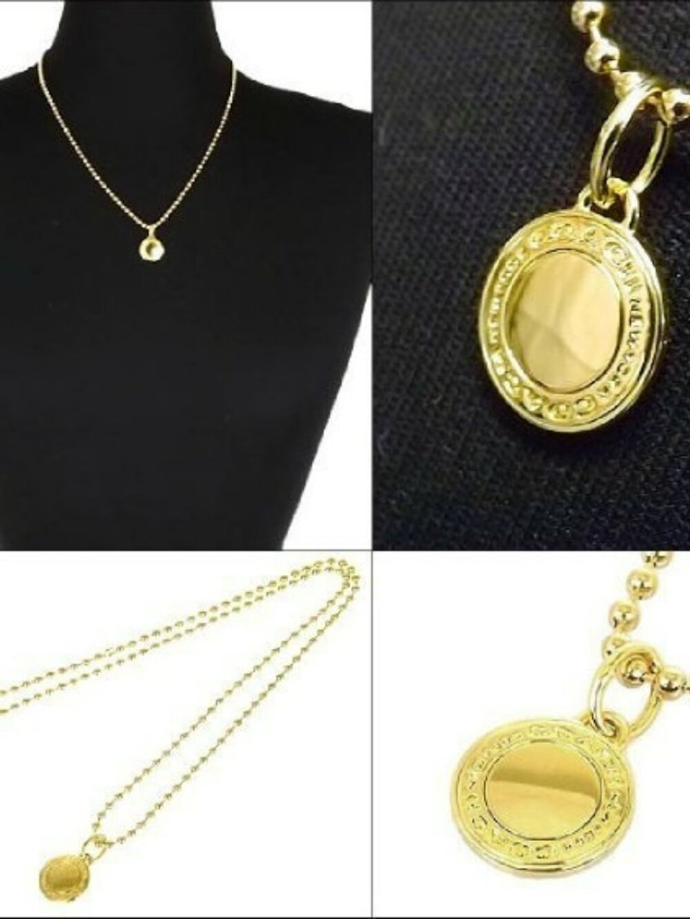 NWT COACH Logo Charm BEAD Necklace  16"-18" Gold Tone Pendant $98 GIFT BOX